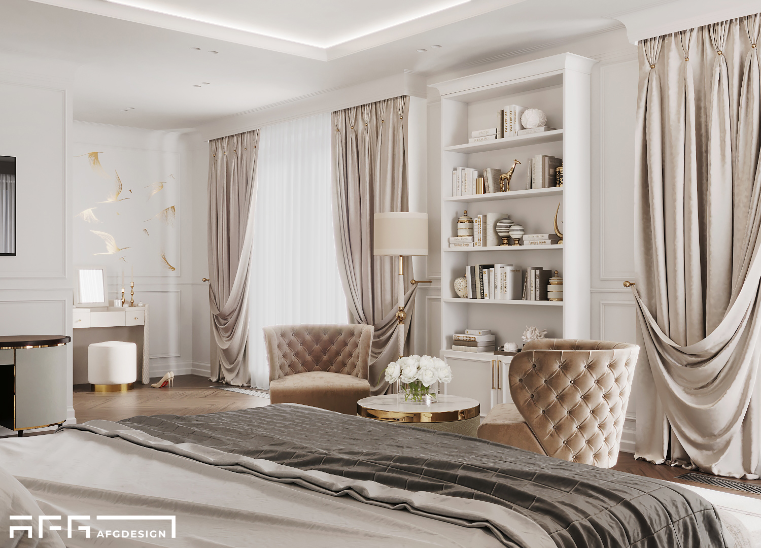 Дизайн интерьера спальни в стиле современная классика